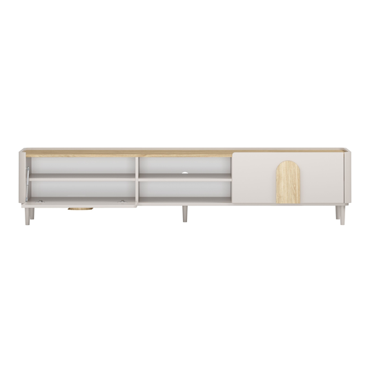 Tv Set Amilio 220 Cm - Cashmere / Oiled Oak / Light Oak Handles / Cashmere Legs