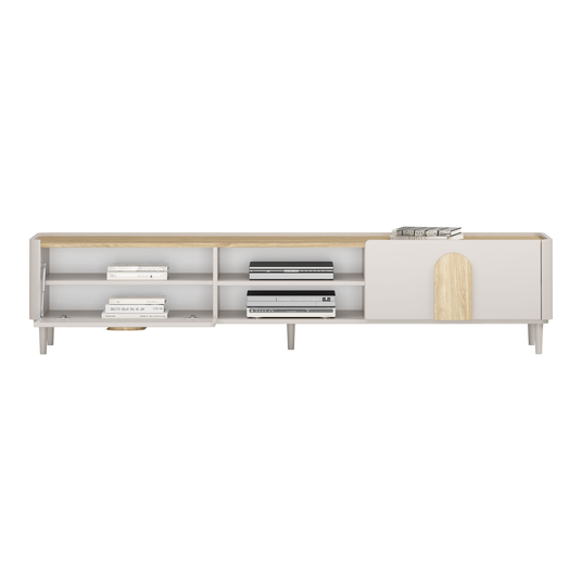 Tv Set Amilio 220 Cm - Cashmere / Oiled Oak / Light Oak Handles / Cashmere Legs