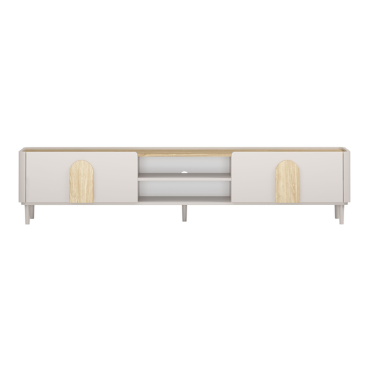 Tv Set Amilio 220 Cm - Cashmere / Oiled Oak / Light Oak Handles / Cashmere Legs