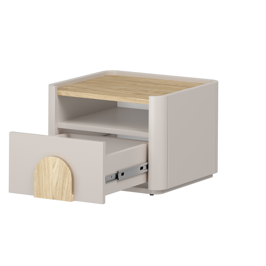 Night Stand Amilio - Cashmere / Oiled Oak / Light Oak Handles
