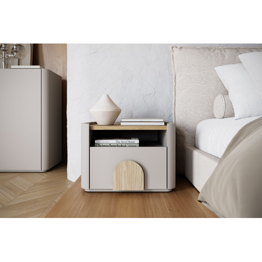 Night Stand Amilio - Cashmere / Oiled Oak / Light Oak Handles