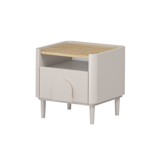 Night Stand Amilio - Cashmere / Oiled Oak / Cashmere Handles / Cashmere Legs