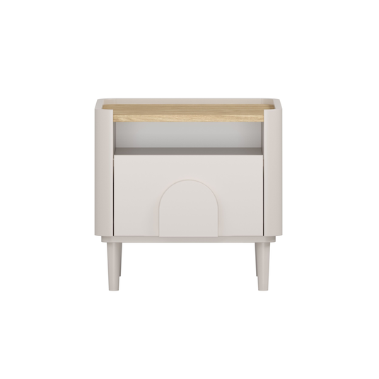 Night Stand Amilio - Cashmere / Oiled Oak / Cashmere Handles / Cashmere Legs