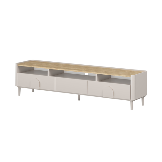 Tv Set Amilio 200 Cm - Cashmere / Oiled Oak / Cashmere Handles / Cashmere Legs
