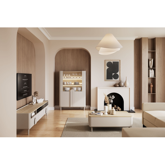 Tv Set Amilio 200 Cm - Cashmere / Oiled Oak / Cashmere Handles / Cashmere Legs