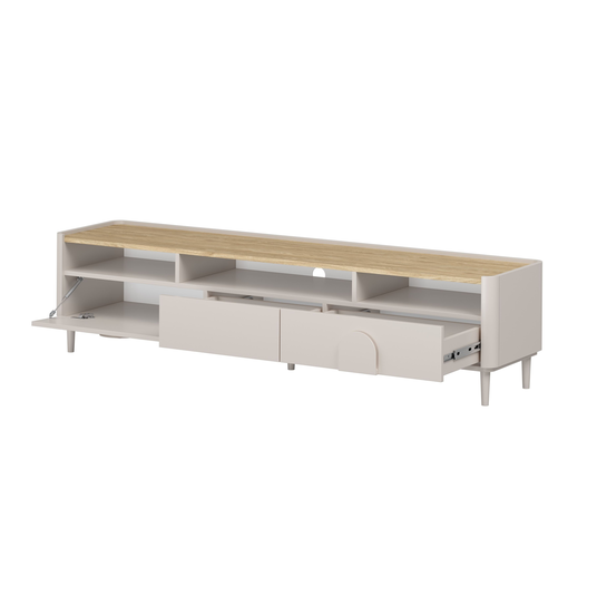 Tv Set Amilio 200 Cm - Cashmere / Oiled Oak / Cashmere Handles / Cashmere Legs