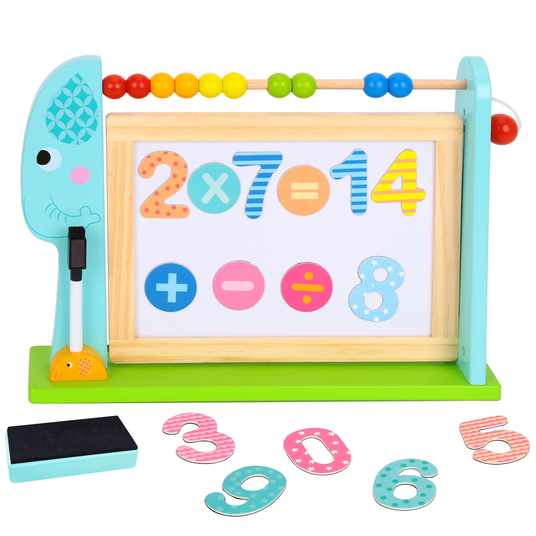 TOOKY TOY Suur puidust kahepoolne magnetiline + kriiditahvel