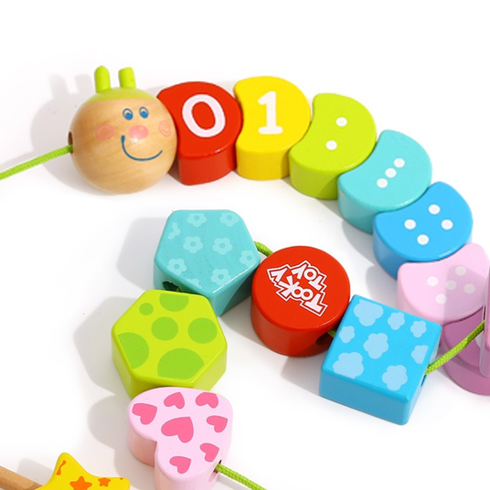 TOOKY TOY Puidust koputusklotsid Caterpillar, loendavad 20 el.