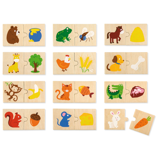 VIGA puidust puzzle "Sööda loomale, mida loomad söövad" Puzzle