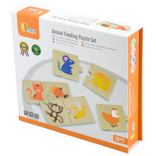 VIGA puidust puzzle "Sööda loomale, mida loomad söövad" Puzzle