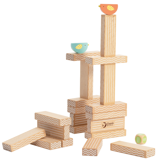 CLASSIC WORLD Puidust õppemäng "Wobbly Tower Stacking Blocks" 23el.