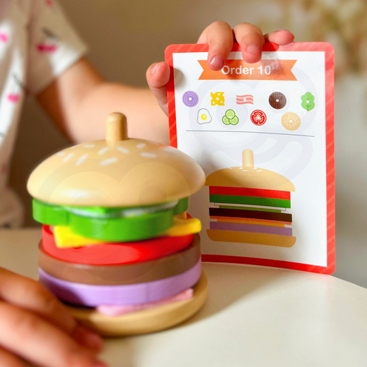 WOOPIE GREEN Puidust Burgeri restoranipuzzle lastele 15 tk FSC sertifitseeritud