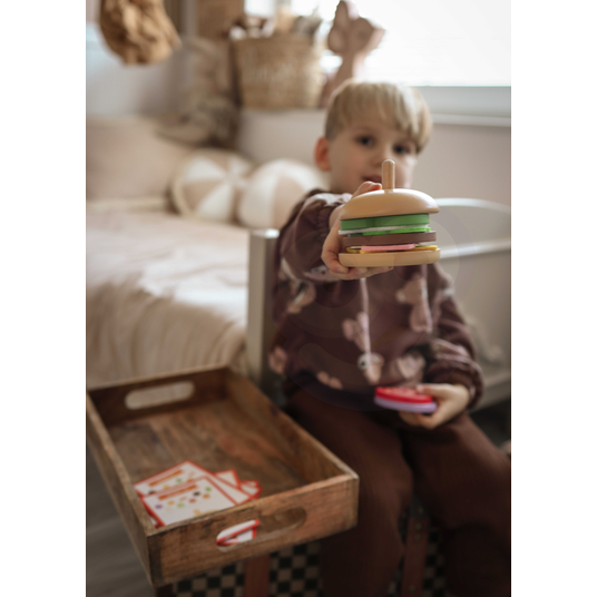 WOOPIE GREEN Puidust Burgeri restoranipuzzle lastele 15 tk FSC sertifitseeritud