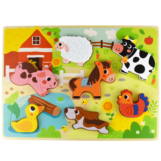 Tooky Toy Montessori puust puzzle loomade talu mänguasjadega kuju