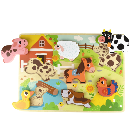 Tooky Toy Montessori puust puzzle loomade talu mänguasjadega kuju