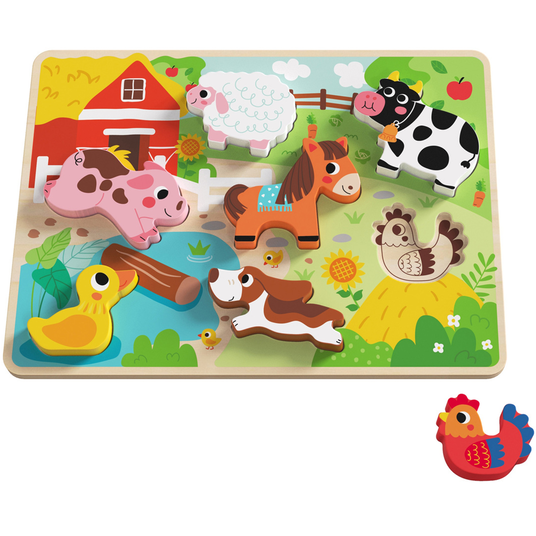Tooky Toy Montessori puust puzzle loomade talu mänguasjadega kuju
