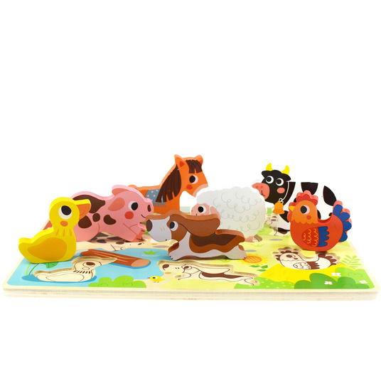 Tooky Toy Montessori puust puzzle loomade talu mänguasjadega kuju
