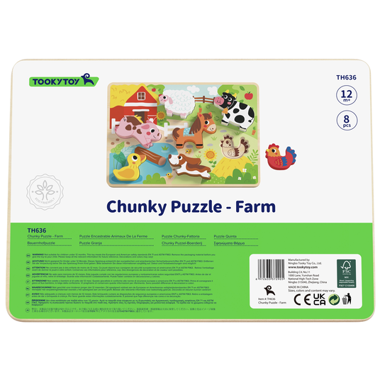 Tooky Toy Montessori puust puzzle loomade talu mänguasjadega kuju