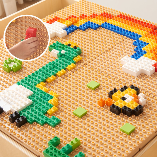 MASTERKIDZ puidust õppetöölaud + STEM WALL ACCESSORIES + 135 telliskivi