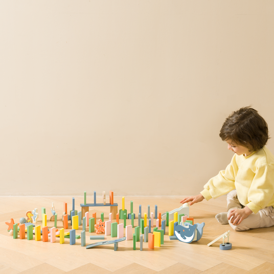 CLASSIC WORLD Puidust doomino loogikarada Takistusmõistatus Montessori 100 el.