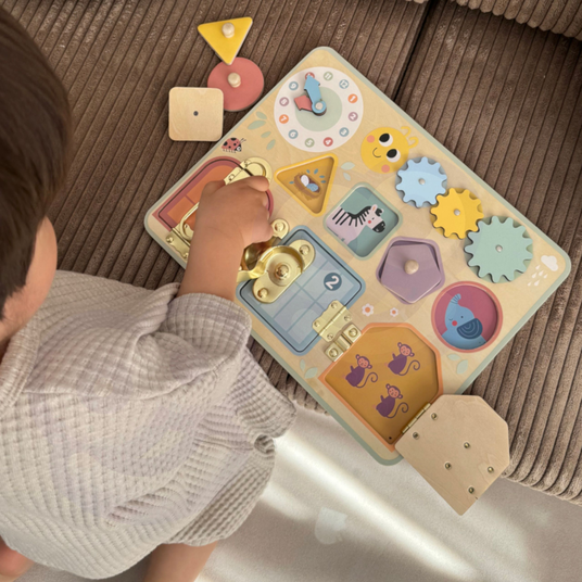 TOOKY TOY Manipulatsioonilaud lukud silindrid kellade sorteerija