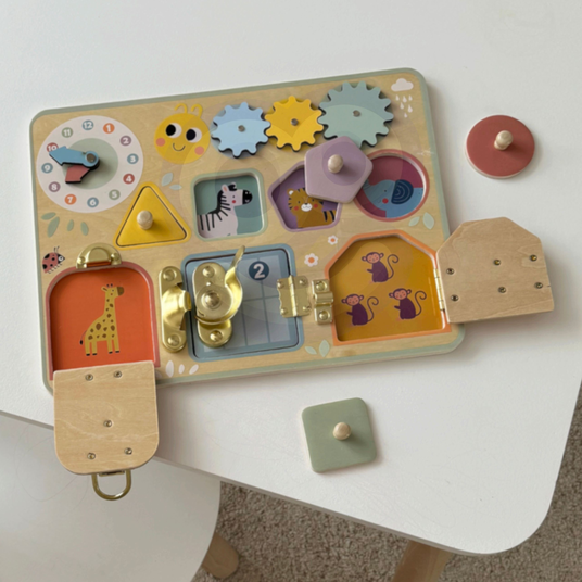 TOOKY TOY Manipulatsioonilaud lukud silindrid kellade sorteerija