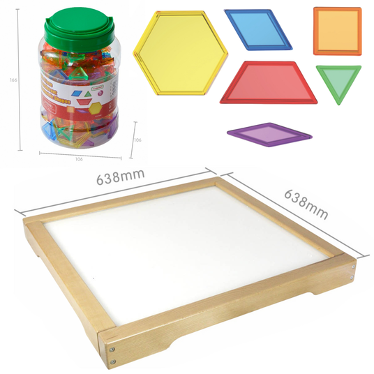 MASTERKIDZ Panel LED Sensory Box + Montessori mosaiikplaadid 140 tk.