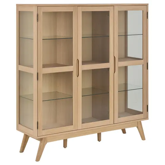Marte display cabinet, Top oak veneer white pigm, Base oak veneer white pigm, 140x40x148 cm