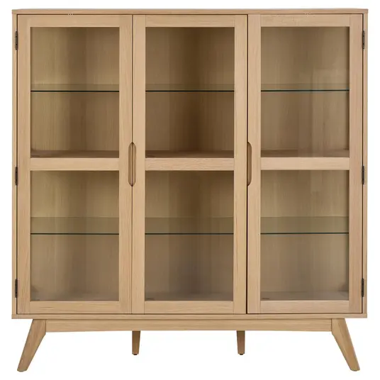 Marte display cabinet, Top oak veneer white pigm, Base oak veneer white pigm, 140x40x148 cm