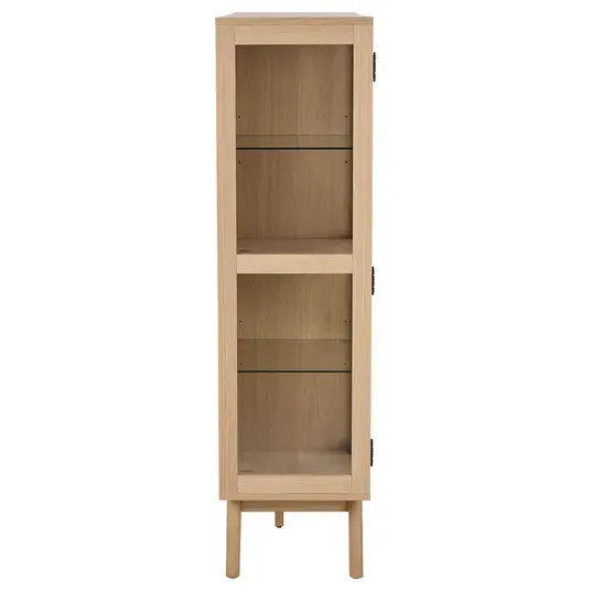 Marte display cabinet, Top oak veneer white pigm, Base oak veneer white pigm, 140x40x148 cm