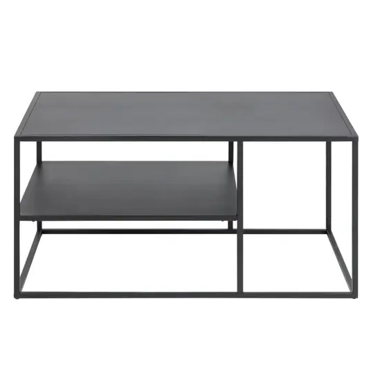 Newton coffee table, Top steel matt black, Base steel matt black, 90x60x45 cm
