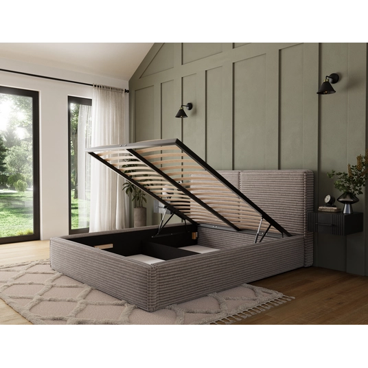 Pesillo Bed + Metal Frame/Gas Lift/Storage 140x200, Modern, Beige