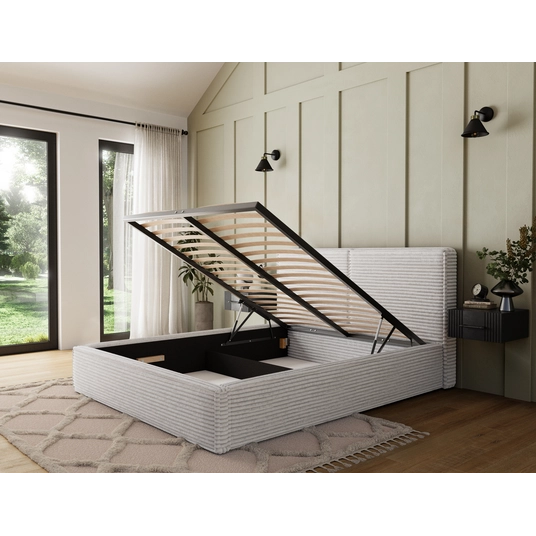 Pesillo Bed + Metal Frame/Gas Lift/Storage 140x200, Modern, White