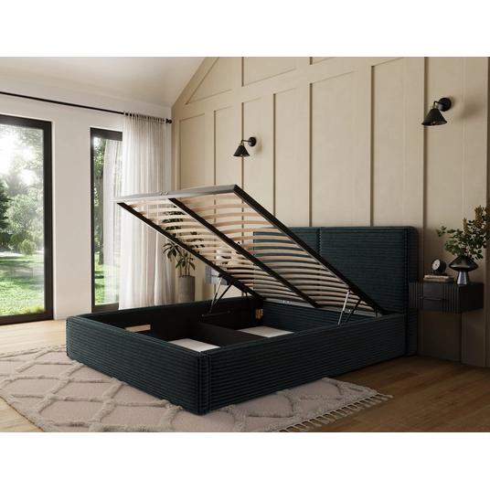 Pesillo Bed + Metal Frame/Gas Lift/Storage 140x200, Modern, Dark green