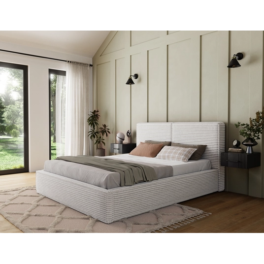 Pesillo Bed + Metal Frame/Gas Lift/Storage 160x200, Modern, White