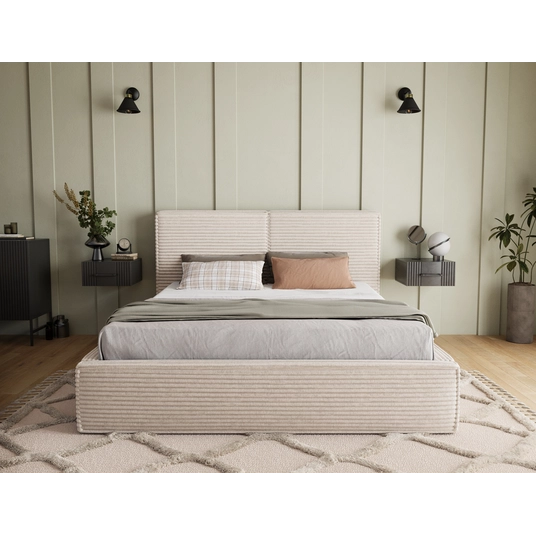 Pesillo Bed + Metal Frame/Gas Lift/Storage 140x200, Modern, Beige