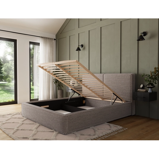Pesillo Bed + wooden frame/ standard lift/ bedding box 140x200, Modern, Beige