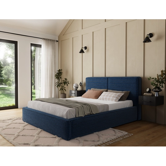 Pesillo Bed + Metal Frame/Gas Lift/Storage 180x200, Modern, Dark blue