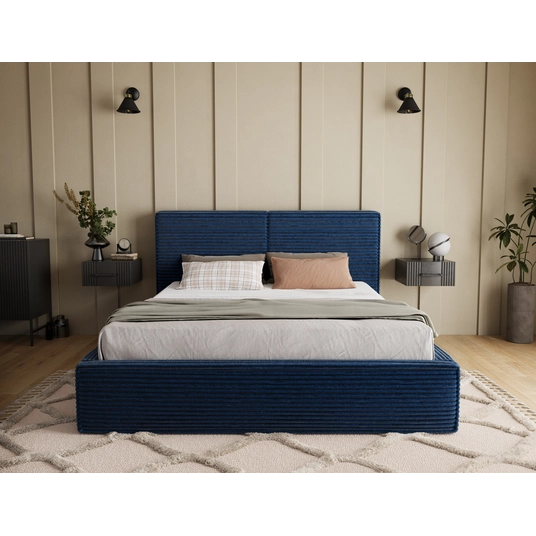 Pesillo Bed + Metal Frame/Gas Lift/Storage 180x200, Modern, Dark blue
