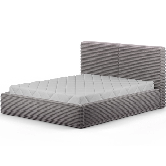 Pesillo Bed + Metal Frame/Gas Lift/Storage 160x200, Modern, Light gray