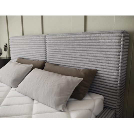 Pesillo Bed + Metal Frame/Gas Lift/Storage 160x200, Modern, Light gray
