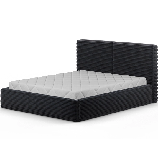 Pesillo Bed + wooden frame/ standard lift/ bedding box 180x200, Modern, Black
