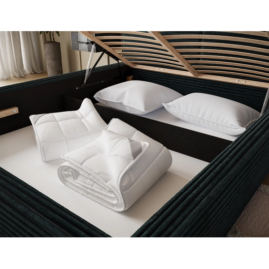 Pesillo Bed + wooden frame/ standard lift/ bedding box 140x200, Modern, Dark green