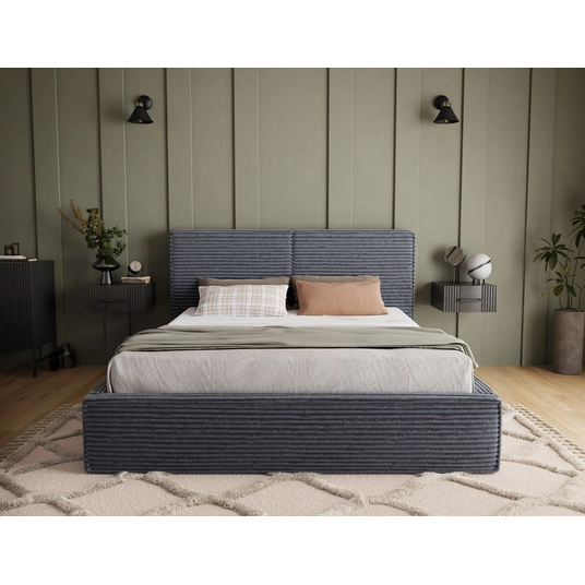 Pesillo Bed + Metal Frame/Gas Lift/Storage 180x200, Modern, Gray