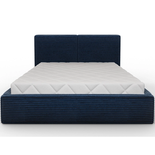 Pesillo Bed + wooden frame/ standard lift/ bedding box 160x200, Modern, Dark blue