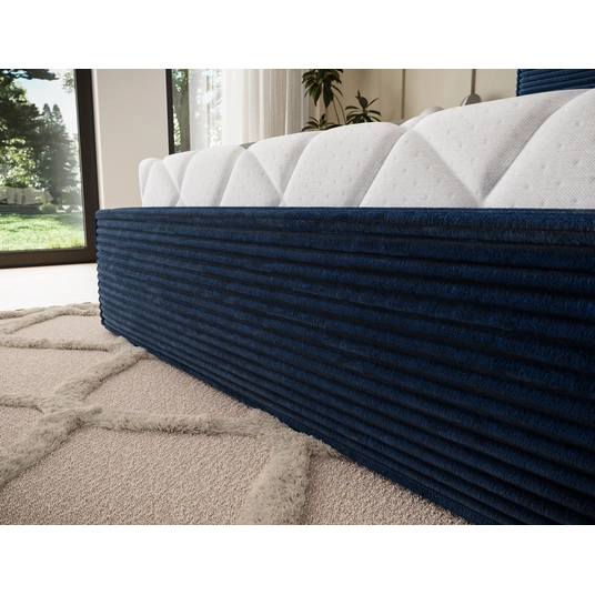 Pesillo Bed + wooden frame/ standard lift/ bedding box 160x200, Modern, Dark blue