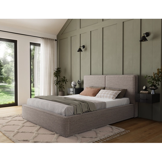 Pesillo Bed + wooden frame/ standard lift/ bedding box 160x200, Modern, Beige