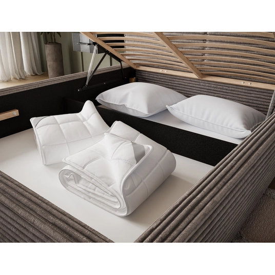Pesillo Bed + wooden frame/ standard lift/ bedding box 160x200, Modern, Beige