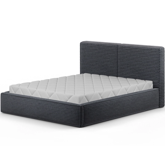 Pesillo Bed + wooden frame/ standard lift/ bedding box 180x200, Modern, Gray