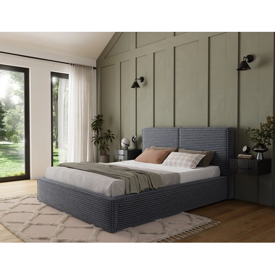 Pesillo Bed + wooden frame/ standard lift/ bedding box 180x200, Modern, Gray